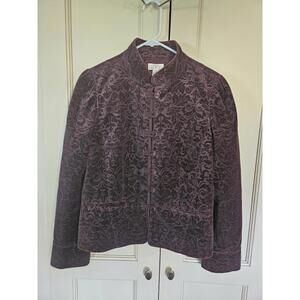 Ann Taylor Loft Ladies Purple Regencycore Steampunk Velvet Jacket Size 12